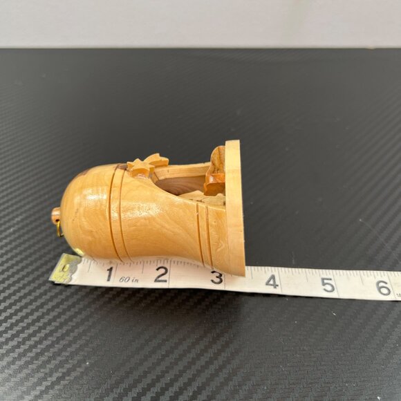 Olive Wood Bell-Shaped Nativity Scene Ornament Handcrafted Christmas Jesus - Picture 8 of 9